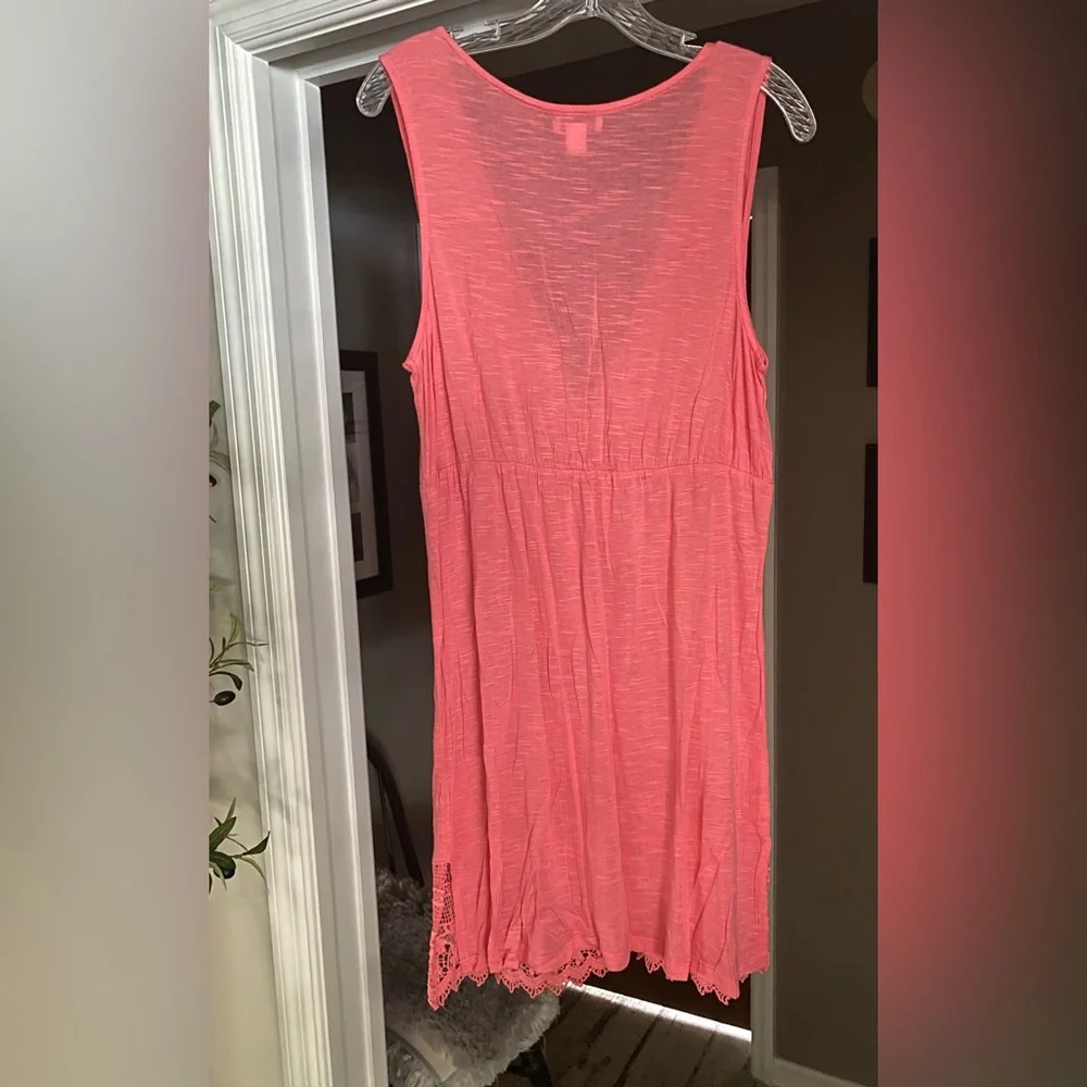Venus Sleeveless Coral Bathing Suit Coverup with Lace Hem - Picture 2 of 3